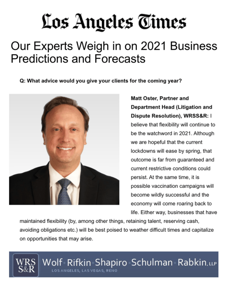 LA Times 2021 Business Prediction and Forecasts